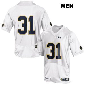 Notre Dame Fighting Irish Men's Cole Capen #31 White Under Armour No Name Authentic Stitched College NCAA Football Jersey TZI3399ZB